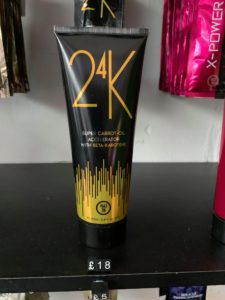 25K from Power Tan Super Carrot-Oil Accelerator with Beta-Karotene.A super charged carrot oil and beta-carotene accelerator.